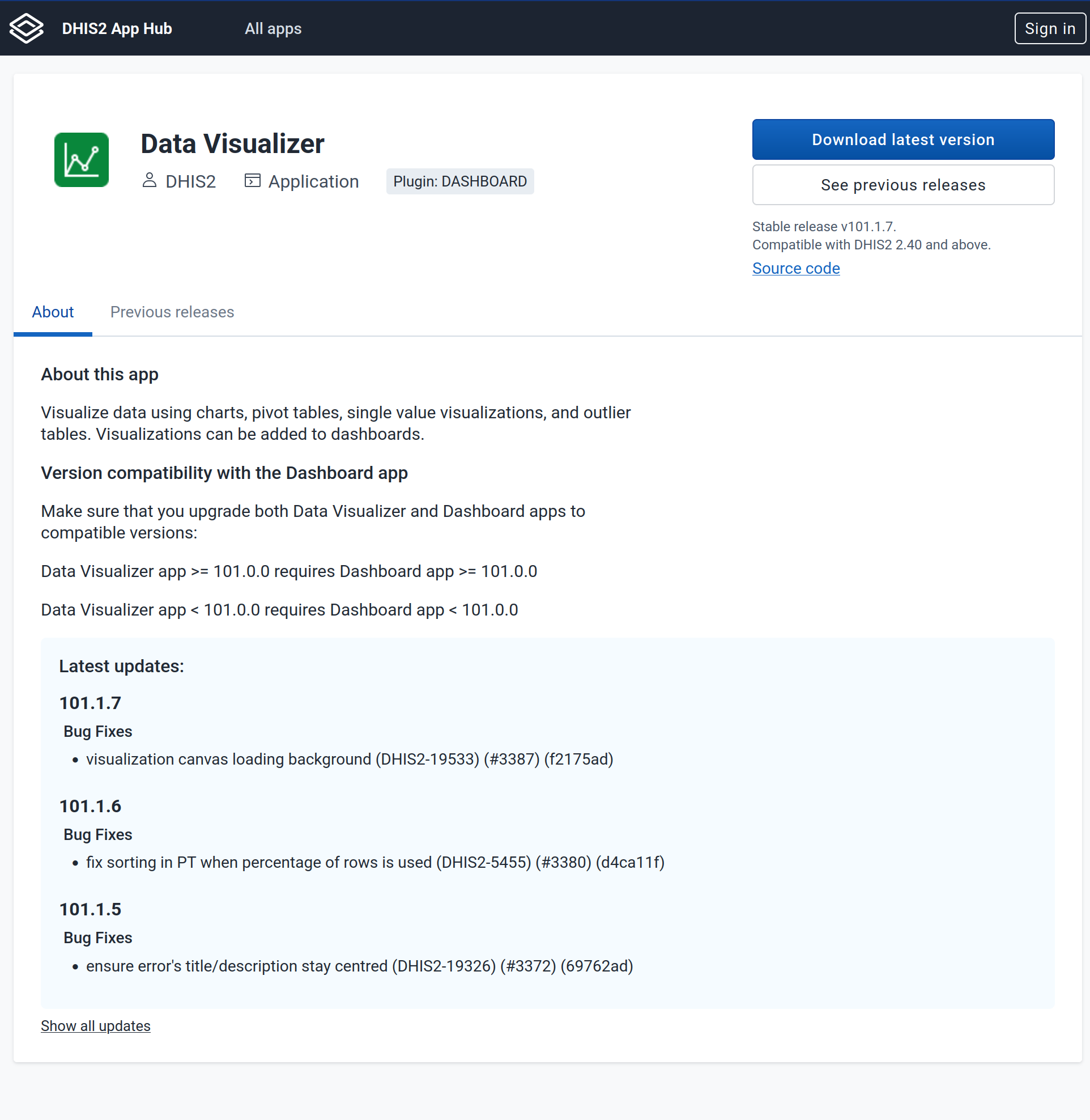 App Hub App page
