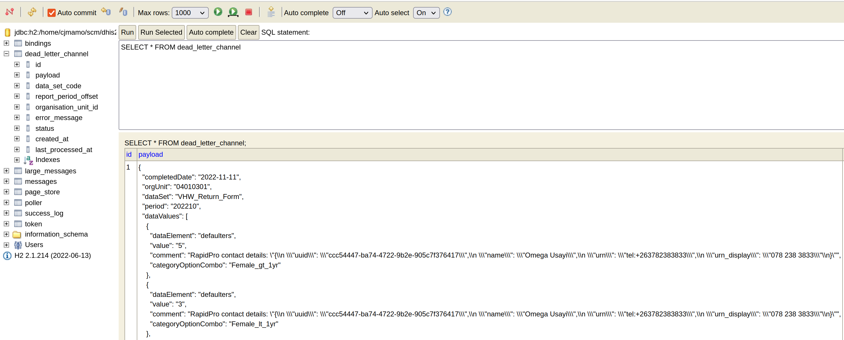 DB web console